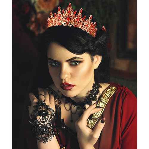 TOBATOBA Red Crown and Tiara Queen of Heart Crown Quinceanera Princess Tiara for Women Birthday Wedding Prom Valentine Day Halloween Costume