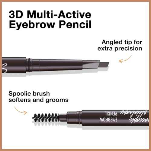 12 Pcs Ultimate Eyebrow Retractable Definer Pencils,Dual-Sided Natural Soft Textured Eyebrow Pencil, for Daily Look Eyebrow Makeup,Brow Brush,Fine Tip (12Pcs-Dark Brown-Retractable Triangle)