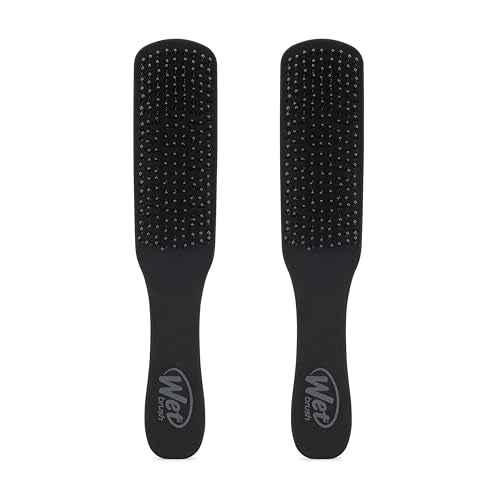 Wet Brush Detangling Hair Brush for Men, Black, Stimulates Scalp & Beard for Fuller Stronger Hair, Intelliflex Detangler Help Bristles Promote Growth & Protect from Breakage, Pain-Free (Pack of 2)