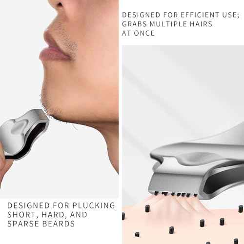 Butterfly Beard Tweezers, Hair Plucking, Fine Hair Removal Tweezers, Eyebrows Tool, Stainless Steel, 20mm Wide Tips, Anti-Slip Slot, Brown PU Case 1Pack