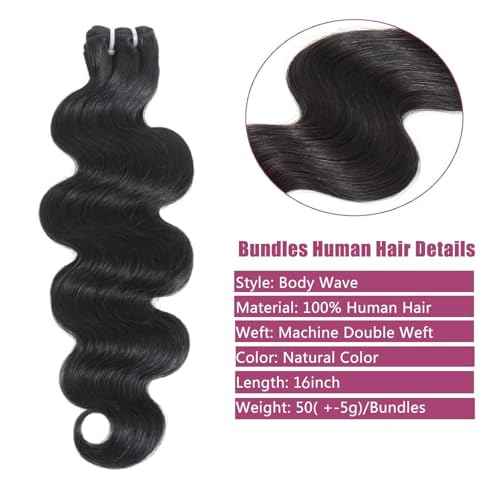 16 Inch Body Wave Bundles 100% Unprocessed Brazilian Virgin Human Hair (4 Pack, 4x50g) Natural Color Quick Weave Hair Extensions?
