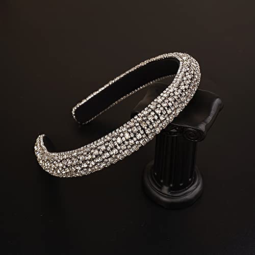 Wiwpar Rhinestone Headbands for Women Rhinestone Head Bands Sparkly Rhinestones Headband Hair Hoop Hair Accessories (Black)