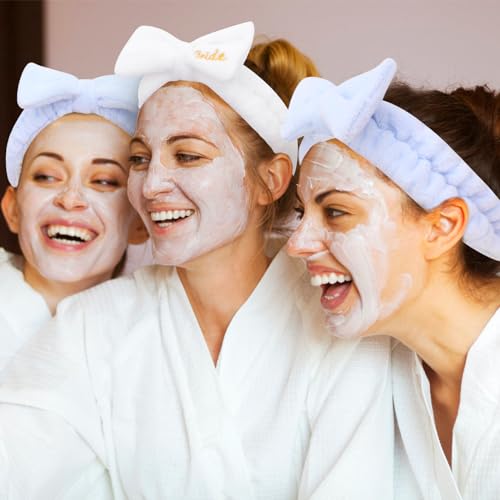 Semato Bachelorette Party Favor Set - Bride & Bridesmaid Spa Headbands (1 Bride + 7 Blue)