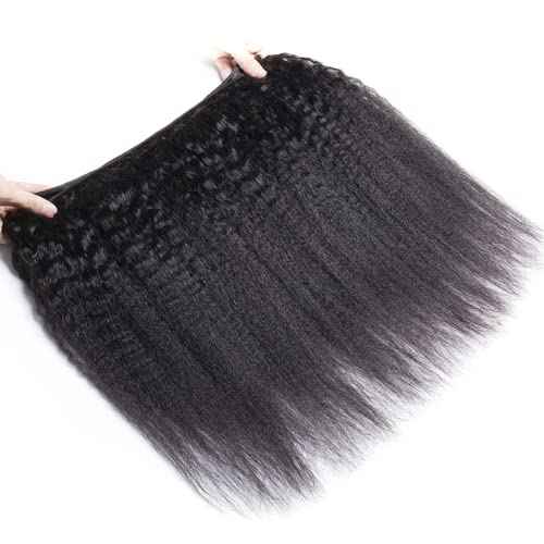 Kinky Straight Bundles Human Hair Natural Black Color 8 10 12 Inch Brazilian Unprocessed Virgin Hair Extensions