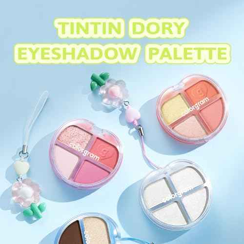COLORGRAM TINTIN DORY EYESHADOW PALETTE 01 GLITTER DORY | 4 Color Compact Palette with Silky Smooth Texture & Strong Pigmentation | Travel-Friendly Collectible with Vibrant Shades