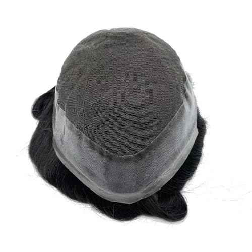 Toupee for Men PU Around+Lace Base Real European Human Hair Pieces for Mens Hair Prosthesis Patch Units Hair Replacement System for Men (6x9")