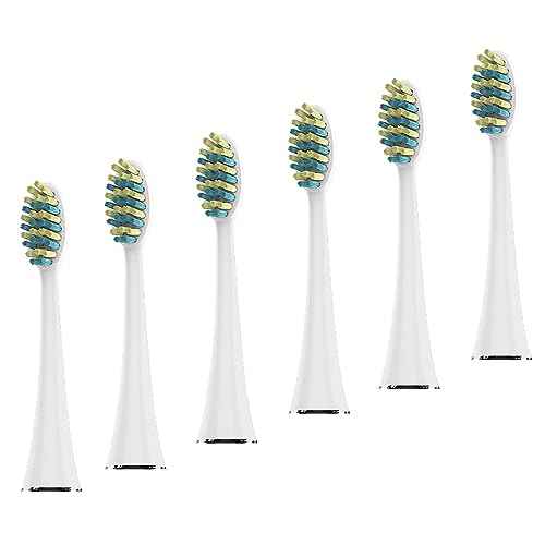Voom Sonic Pro 7 Series Replacement Brush Heads Advanced Bristle Technology Soft Dupont Nylon Bristles Oral Care - White - 6 Count (Pack of 1)