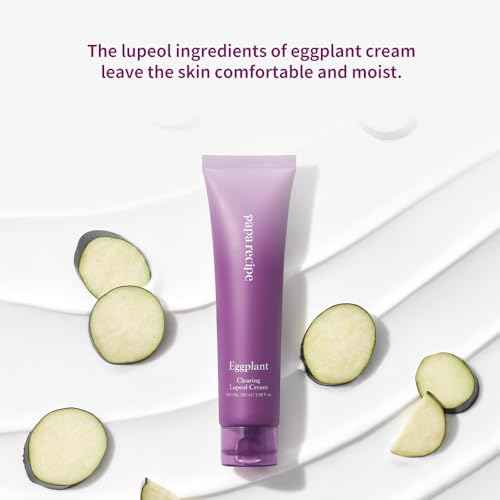 Papa Recipe Eggplant Clearing Lupeol Cream, Moisturizing Face Moisturizer for Dehyrated and Sensitive Skin, Korean Skincare, 100ml 3.38fl oz