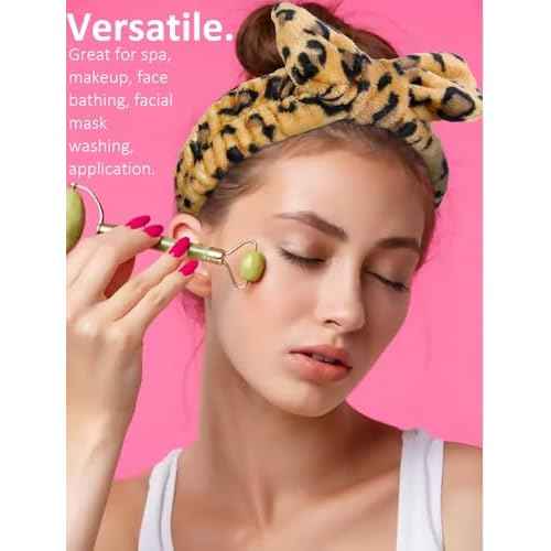 Huachi Spa Headband for Women Washing Face Girls Skincare Headbands Makeup Cheetah Print Leopard Face Wash Head Band Animal Print Christmas Gifts for Teen Girls
