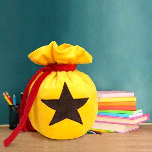 Travel-Friendly Animal Bells Bag Drawstring Plush Travel Makeup Cosmetic Storage Bags Organizer with Embroidered Star Patch Two Size (Large)