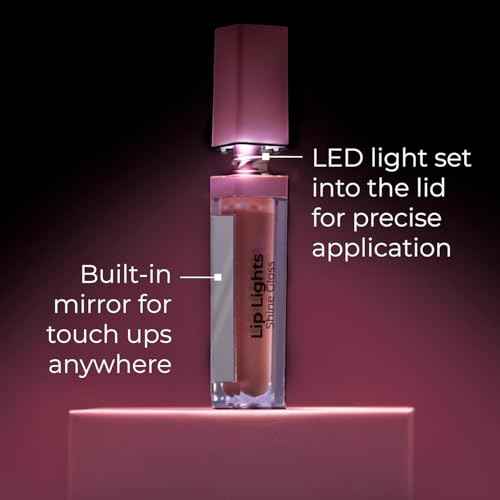 MCoBeauty - Lip Lights Shine Gloss - Clear Lip Gloss - High Shine Glass-Like Finish with Built-In LED Light & Mirror - Moisturising Lightweight - Face Makeup