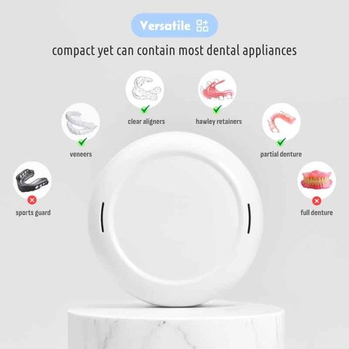 Maobuli Retainer Holder with Lanyard & Mirror, Night Guard Container with Vent Holes, Partial Denture Box for Purse, Portable Aligner Case Compatible with Invisalign (Black Blue)