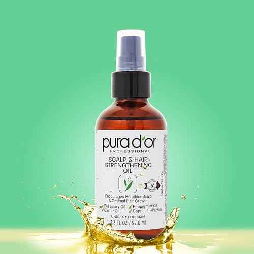 PURA D'OR Scalp & Hair Strengthening Oil (3.3oz x2 = 6.6oz) Supports Optimal Growth, Reduce Breakage, Nourish Roots for Healthier, Fuller, Thicker Hair - Rosemary, Castor & Peppermint Oil