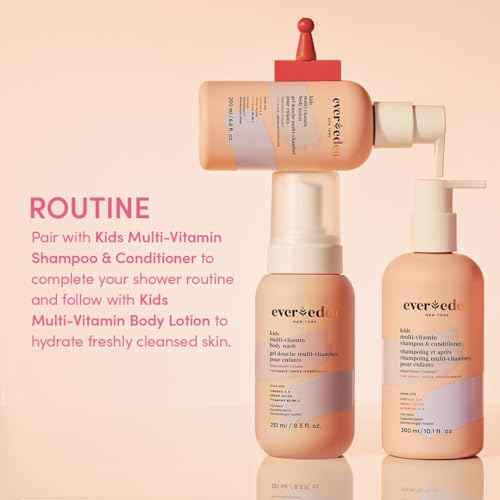 Evereden Multi-Vitamin Kids Body Wash Cool Peach: Gentle Body Wash Sensitive Skin Nourishment & Hydration Formula | Clean Non-Toxic for Kids | 8.5 fl oz.