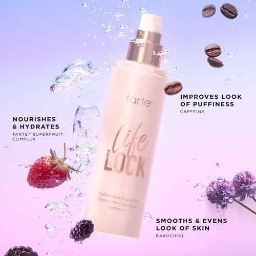 tarte Life Lock Hydrating Setting Spray ? 10-in-1 Weightless Mist with Hyaluronic Acid to Hydrate & Lock Long-Lasting Makeup, Waterproof, Sweatproof & Transfer-Resistant, Vegan & Cruelty Free
