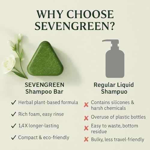 Nature Triangle Shampoo Bar, Nature Seven Green Soap Shampoo, Usman Grass ??hampoo Bar, Calming & Strengthens Hair for Women and Mens
