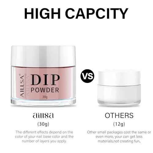 AILLSA Salmon Pink Dip Powder Nail Dipping Powder Jelly Nude Translucent DIY Manicure Salon at Home Easy to Use for Valentine's Day Gift (1 Oz)
