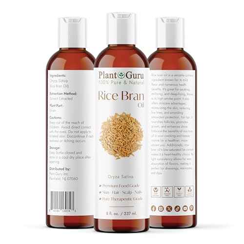 Plant Guru Rice Bran Oil 8 fl. oz. ? 100% Pure & Natural Carrier Oil for Skin, Face, Body, and Hair Moisturizing. Great for DIY Creams, Lotions, and Lip Balms.