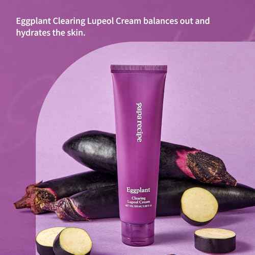 Papa Recipe Eggplant Clearing Lupeol Cream, Moisturizing Face Moisturizer for Dehyrated and Sensitive Skin, Korean Skincare, 100ml 3.38fl oz