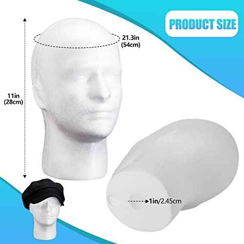 4 Count Wig Head Foam Mannequin Head Stand Wig Holder for Hat Display, White(21.26 Inch)