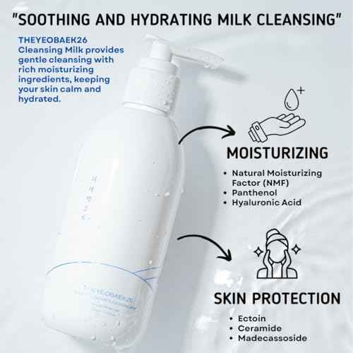 Korean Cleansing Milk for Face ? Gentle Facial Cleanser for Dry & Sensitive Skin, Hydrating Makeup Remover, 6.76 Fl Oz (200ml)
