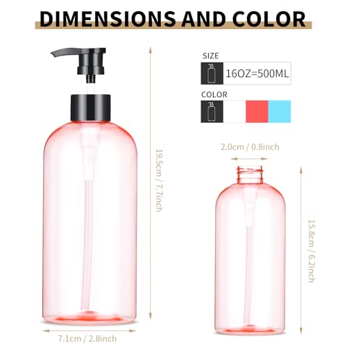 Bynccea Plastic Pump Bottle 16 oz/500 ml Empty Shampoo Pump Bottles Dispenser Portable Pump Bottles for Shampoo and Conditioner Liquid