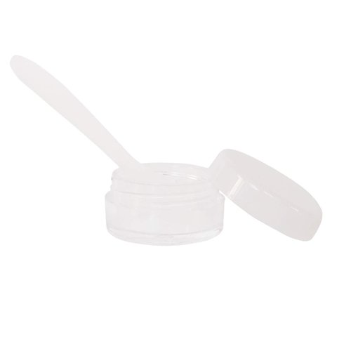 Wopanxye 50pcs 3g Travel Cosmetic Sample Containers for Make-up Eye Shadow Nails Powder Gems Beads Jewelry Cream Lip Gloss Balm, Small 3ml Clear Round Pot Makeup Jars with White Lid, 3g Plastic Jars