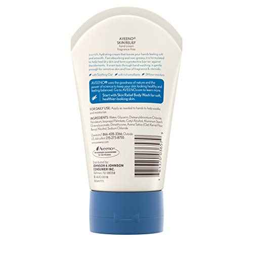 Aveeno Active Naturals Skin Relief Hand Cream, 3.5-Ounce Tubes (Pack of 3)