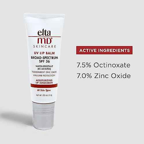 EltaMD UV Lip Balm Sunscreen, Moisturizes and Protects Dry Cracked Lips, Water Resistant up to 80 Minutes, Transparent Zinc Oxide Sunscreen