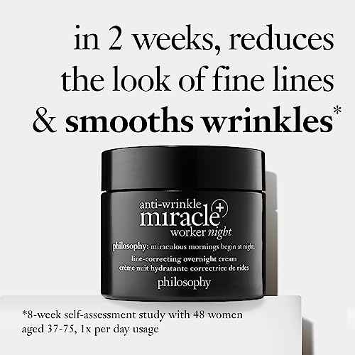 philosophy anti-wrinkle miracle worker line-correcting overnight cream face moisturizer - with vitamin C & hyaluronic acid - counteracts stress-induced damage for smoother skin - 2 fl oz
