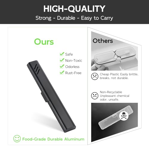 Travel Toothbrush Case, 2Pack Portable Toothbrush Holders, Durable Aluminum Toothbrush Storage Box, Small Breathable Manual Toothbrush Container for Traveling, Camping, Business Trip - Black
