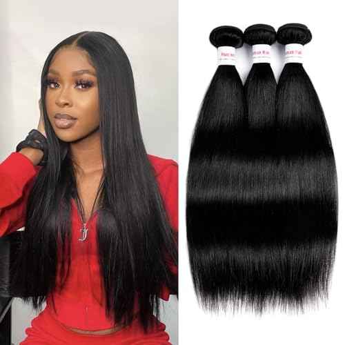 12A Straight Bundles Human Hair 22 22 22 Inch 100% Unprocessed Brazilian Virgin Hair Bundles Straight Hair 3 Bundles Weave Bundles Human Hair Extension