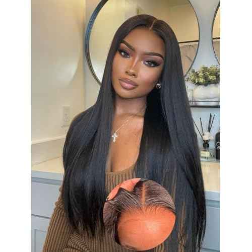 5X7 Wear and Go Glueless Wigs Human Hair Straight Wigs OQ Hair Glueless Wigs Human Hair Pre Cut Lace Front Wigs Human Hair Pre Plucked Beginner Friendly for Women 22Inch