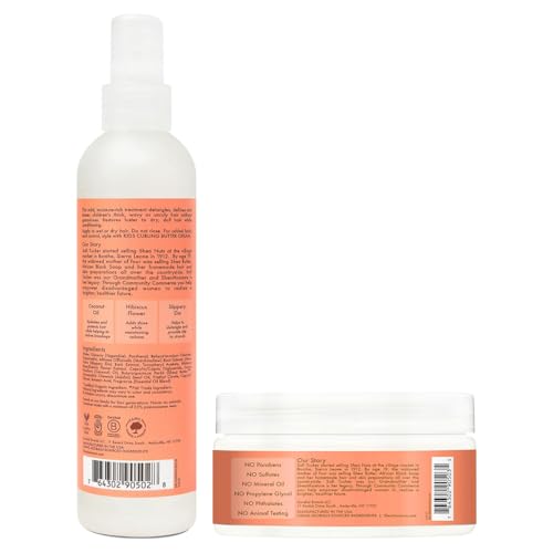 Shea Moisture Kids Curly Hair Care Set ? Coconut & Hibiscus Curling Butter Cream + Extra-Moisturizing Detangler Spray for Kids with Wavy, Thick & Frizzy Hair (2 Piece Set)
