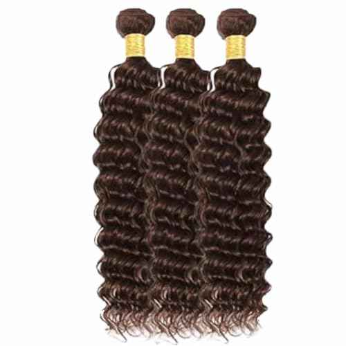 Chocolate Brown Bundles Human Hair 26 28 30 Inch Deep Wave Dark Brown 4 Color Human Hair Bundles Unprocessed Brazilian Virgin Hair Quick Weave Hair for Black Women