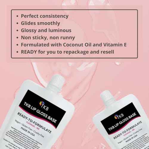 TKB Lip Gloss Base (Flexagel ME)| Clear Lip Gloss Base for DIY Lip Gloss| Ready-To-Formulate| Moisturizing, High Shine, Crystal Clear, Vegan, Gluten and Cruelty free| Made in USA. (5.5oz (156g))