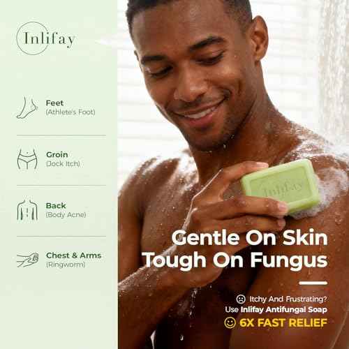 Inlifay Antifungal Soap with Tea Tree Oil: Antifungal Bar Soothing Care & Fast Itch Relief for Ringworm Jock Itch Tinea Versicolor Athlete's Foot (1, Green)