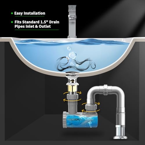 MoyRetty Universal Shampoo Bowl Sink Hair-P Trap, Fits Standard 1-1/2" Inlet & Outlet Drain Pipes, Beauty Barber Salon Equipment PVC Material Easy Clean(1 Pack)