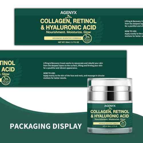 Collagen, Retinol & Hyaluronic Acid Cream ? Anti Aging Face & Neck Moisturizer for Women & Men, Day & Night Facial Cream for Wrinkles, Firming, and Hydrating Skin Care 1.7 fl.oz