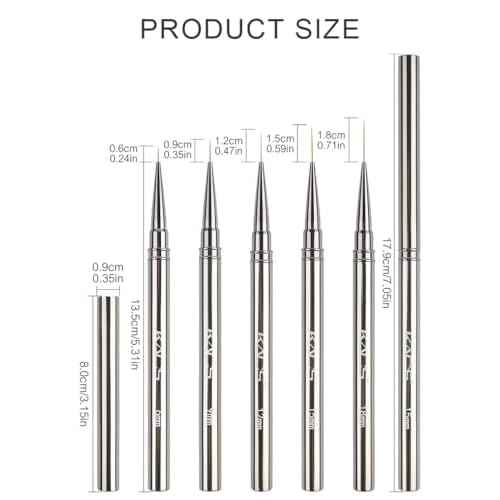 KADS Fine Liner Nail Brush Metal Handle Nail Painting Design Brush Drawing Pen 6mm 9mm 12mm 15mm 18mm (15mm)
