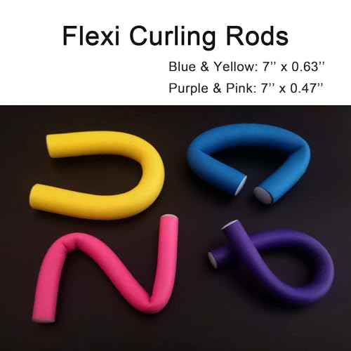 36Pcs Flexible Hair Rollers and Curlers Set - 7" 0.63" & 0.47" Bendable Soft Foam Rods for Heatless Curling Short & Long Hair
