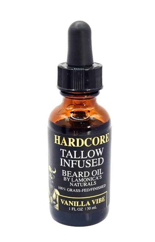 LAMONICA'S NATURALS Beard Oil for Men –TALLOW-INFUSED, Softens & Moisturizes Beard – Organic Sanadalwood + USDA Vanilla Scent – Veteran-Owned Grooming – HARDCORE