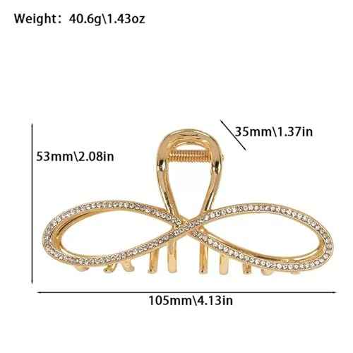2-Pack Rhinestones Hair Claw Clip for Women, Large Gold and Sliver Metal Elegant Hair Clips Grils Bling Bow Shaped Claw Clip Hair Accessories