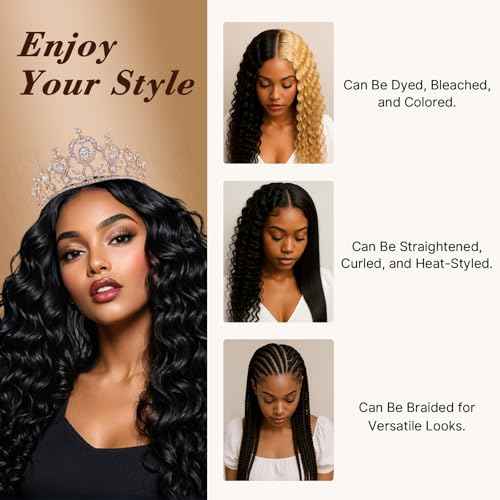 Wequeen 16A Burmese Curly Human Hair Bundles 16 Inch 100% Unprocessed Brazilian Virgin Hair Quick Weave Bundles Human Hair Extensions Real Human Hair, Natural Black