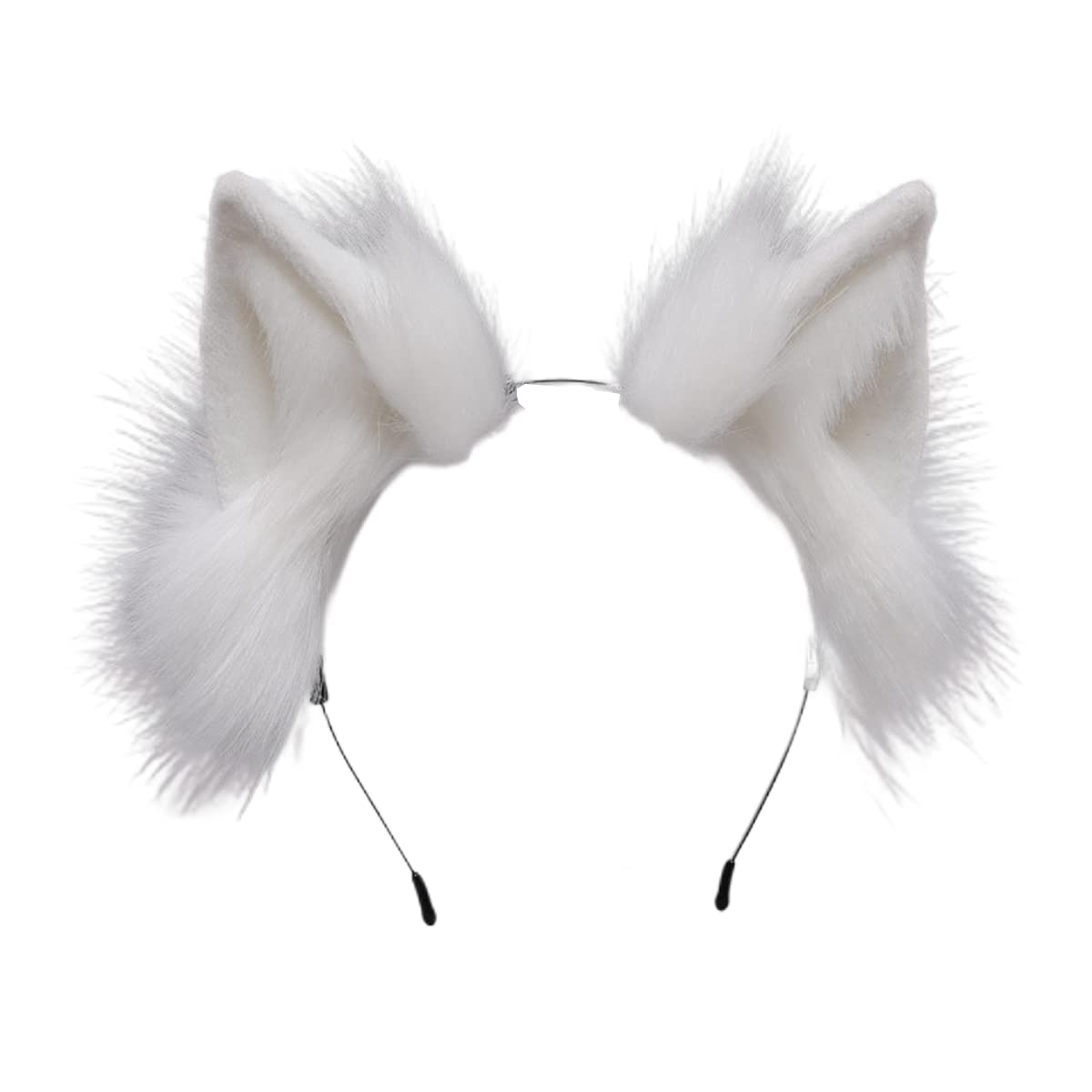 Jilneed Cat Ears Headband for Women Girls Cosplay Costume Party Headbands Cute Faux Fur Hair Accessories (White)