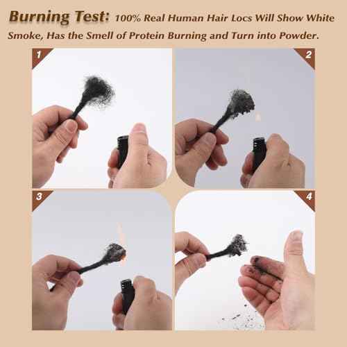 Dreads Extensions Human Hair Loc Extensions for Men Women Dreadlock Extensions Real Human Hair Locs Extension Natural Black Full Handmade Permanent Locs Hair Extensions (0.6cm 1B 10 Inch 60 Strands)