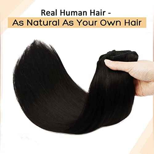 Clip in Hair Extensions, 20 inch 120g Natural Black in Hair Extensions Real Human Hair 7pcs Straight Double Weft Human Hair Clip in Hair Extensions