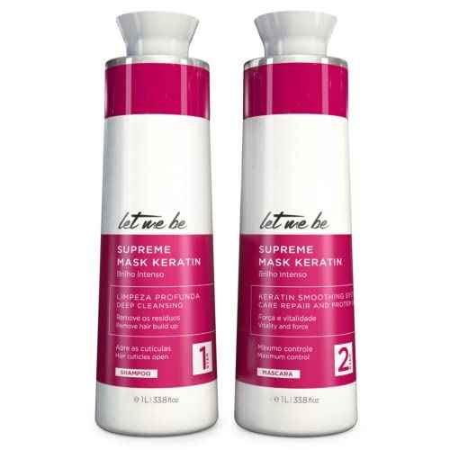 Let Me Be Keratin Hair Kit ? Progressive Supreme Mask & Deep Cleansing Shampoo 2x1L (33.8 fl oz) ? Frizz Control, Intense Shine ? Professional Smoothing System for All Hair Types