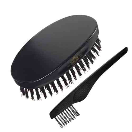 Kent MN11 Finest Men's Hair and Facial Brush for Beard Care - 100% Natural Black Boar Bristle Brush for Mens Grooming, Scalp Stimmulating, 360 Wave, and Beard Straightener For Men's Hair Care