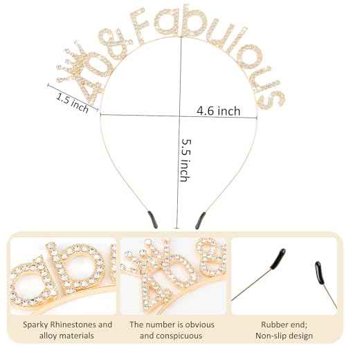 Birthday Headbands for Women Gold Birthday Crown and Tiara Gift Sweet 16 21st Dirty 30 40th 50th 60th Birthday Decoration